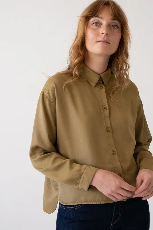 Tait Oversized Shirt 100% Tencel in Mustard-- Boxy Fit Fitted Loose