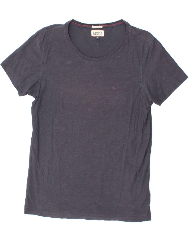 TOMMY HILFIGER Mens T-Shirt Top Large Navy Blue Cotton-- Casual Formal Business
