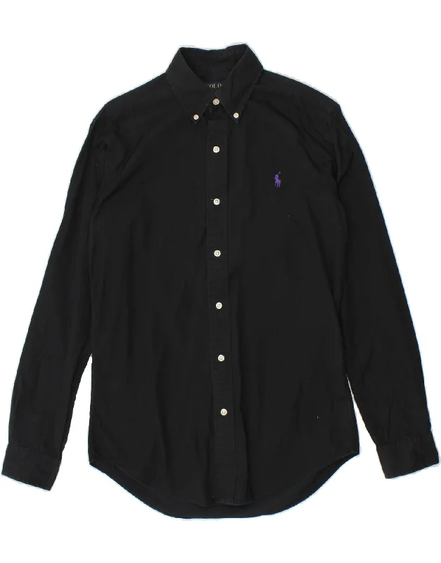 POLO RALPH LAUREN Mens Custom Fit Shirt XS Black Cotton-- Mesh Canvas Denim