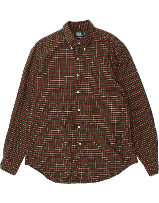 POLO RALPH LAUREN Mens Shirt XL Green Check Cotton-- Thin T-Shirt Open Front Quick Dry POLO RALPH LAUREN Mens Shirt XL Green Check Cotton-- Thin T-Shirt Open Front Quick Dry