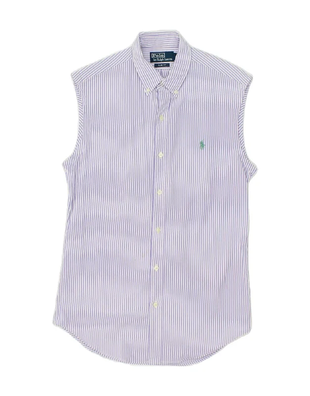 POLO RALPH LAUREN Womens Slim Fit Sleeveless Shirt UK 10 Small Purple-- Collared Crew Neck Turtle Neck POLO RALPH LAUREN Womens Slim Fit Sleeveless Shirt UK 10 Small Purple-- Collared Crew Neck Turtle Neck