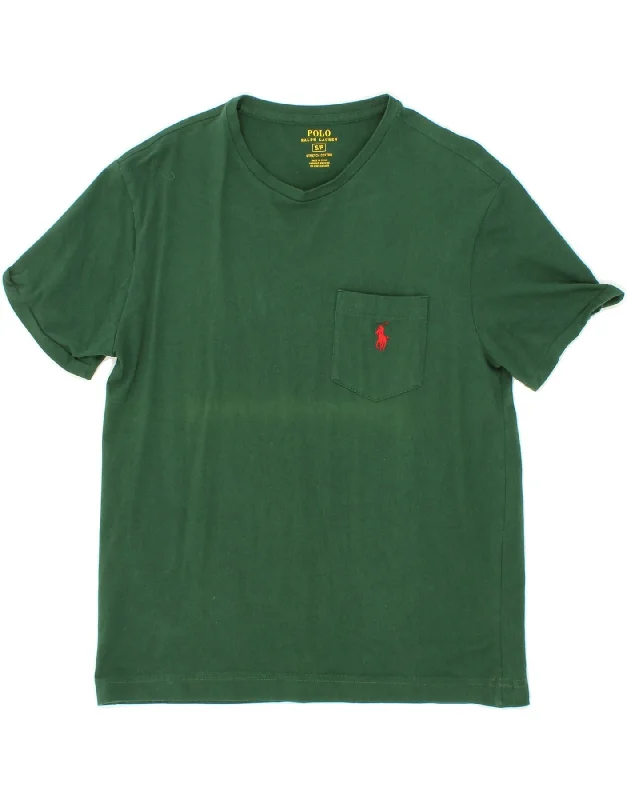POLO RALPH LAUREN Mens Stretch T-Shirt Top Small Green Cotton-- Welt Pockets Slit Pockets POLO RALPH LAUREN Mens Stretch T-Shirt Top Small Green Cotton-- Welt Pockets Slit Pockets
