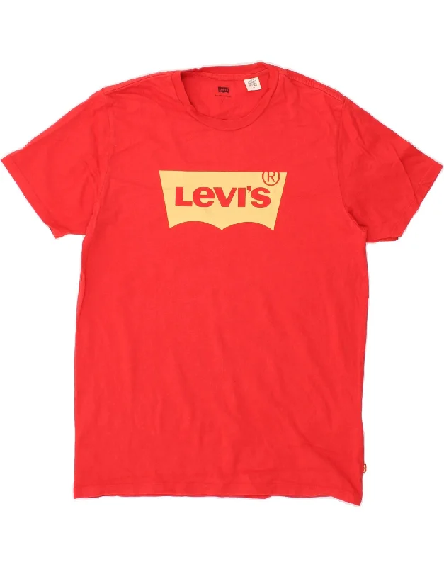 LEVI'S Womens Graphic T-Shirt Top UK 16 Large Red Cotton-- Mesh Blend Leather Blend Suede Blend LEVI'S Womens Graphic T-Shirt Top UK 16 Large Red Cotton-- Mesh Blend Leather Blend Suede Blend