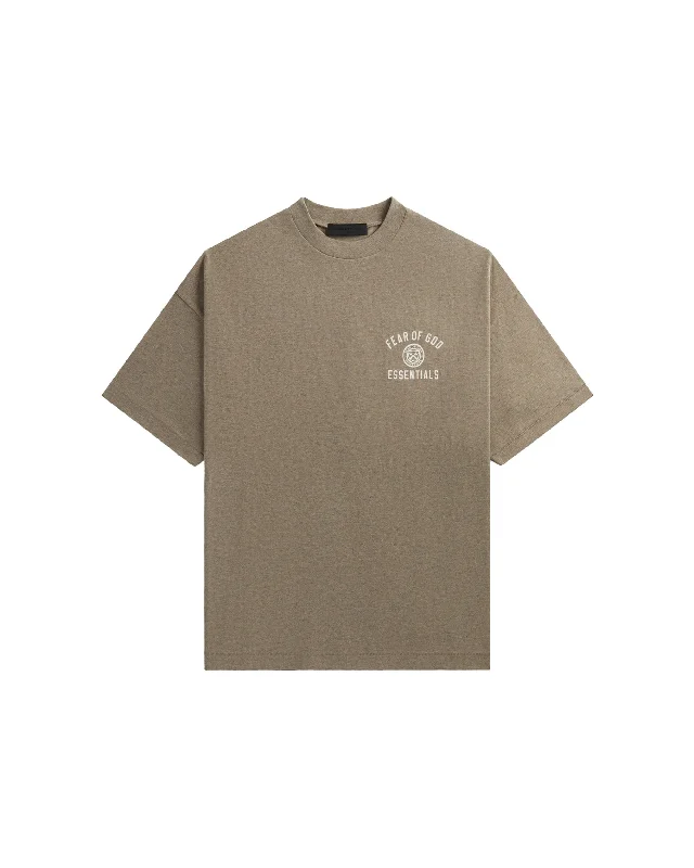 Jersey Crewneck T-Shirt 'University' - Heather Gray-- Fleece Fabric Down Fabric Feather Fabric Jersey Crewneck T-Shirt 'University' - Heather Gray-- Fleece Fabric Down Fabric Feather Fabric