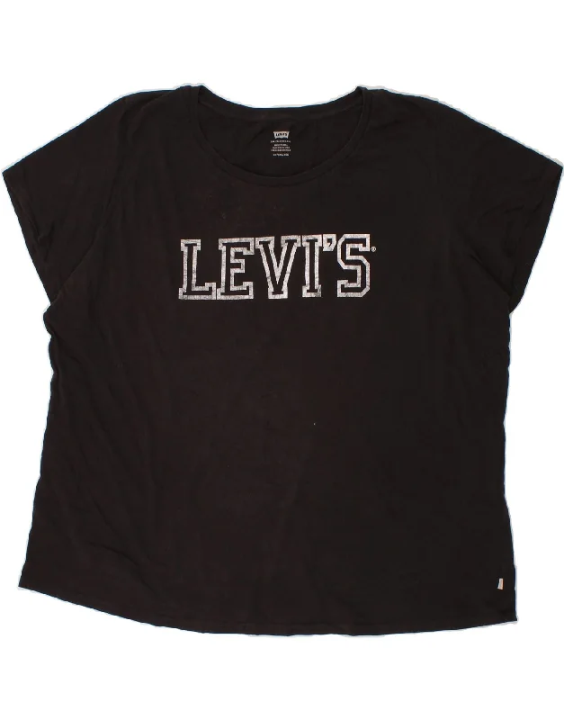 LEVI'S Womens Oversized Graphic T-Shirt Top UK 22 3XL Black Cotton-- Front Pockets Side Pockets Patch Pockets LEVI'S Womens Oversized Graphic T-Shirt Top UK 22 3XL Black Cotton-- Front Pockets Side Pockets Patch Pockets