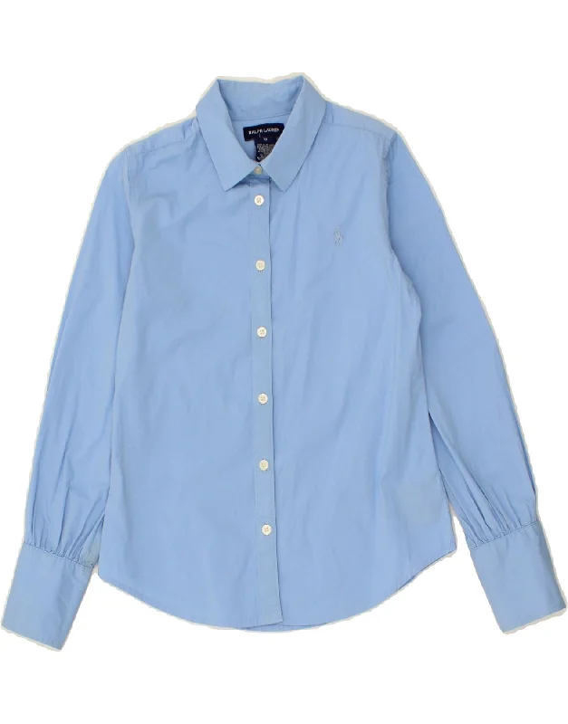 RALPH LAUREN Girls Shirt 9-10 Years Blue Cotton-- Thin T-Shirt Open Front Quick Dry