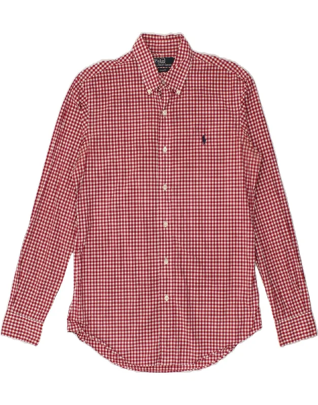 POLO RALPH LAUREN Mens Custom Fit Shirt Small Red Gingham Cotton-- Chenille Brocade Lace POLO RALPH LAUREN Mens Custom Fit Shirt Small Red Gingham Cotton-- Chenille Brocade Lace
