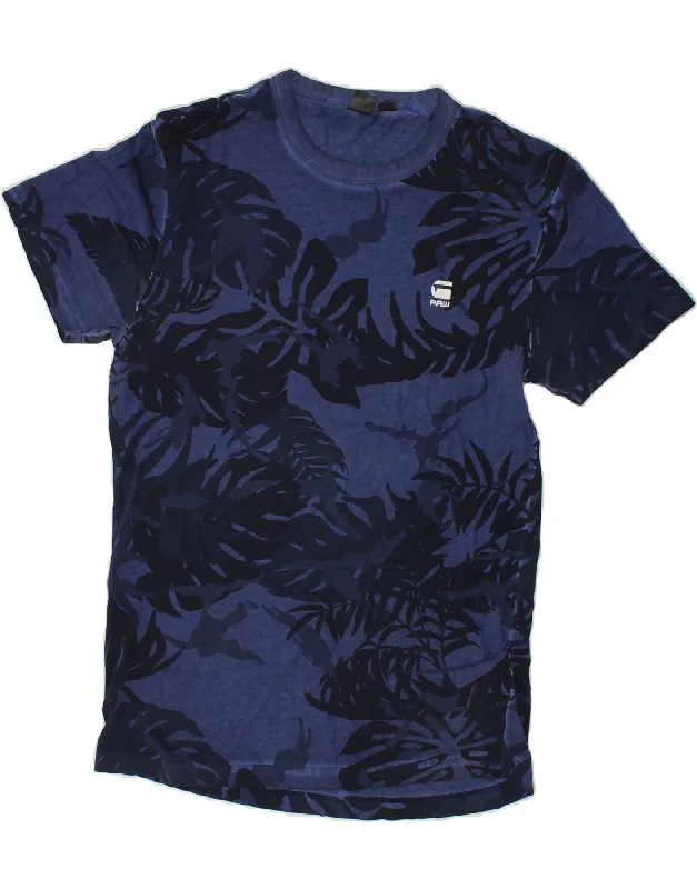 G-STAR Mens Graphic T-Shirt Top Small Navy Blue Cotton-- Rayon Velvet Corduroy