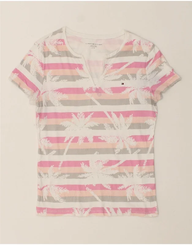 TOMMY HILFIGER Womens Abstract Pattern T-Shirt Top UK 14 Large Pink-- Seamless Knitted Crochet TOMMY HILFIGER Womens Abstract Pattern T-Shirt Top UK 14 Large Pink-- Seamless Knitted Crochet