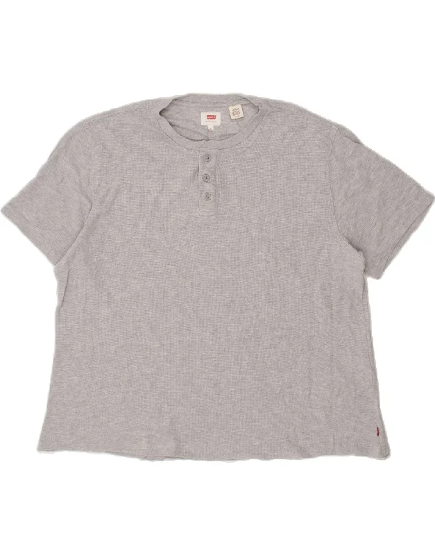 LEVI'S Mens T-Shirt Top XL Grey-- Houndstooth Herringbone Solid