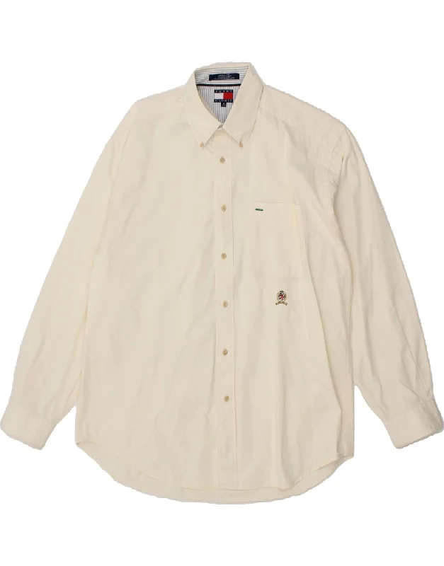 TOMMY HILFIGER Mens Shirt Medium White Cotton-- Mesh Blend Leather Blend Suede Blend TOMMY HILFIGER Mens Shirt Medium White Cotton-- Mesh Blend Leather Blend Suede Blend