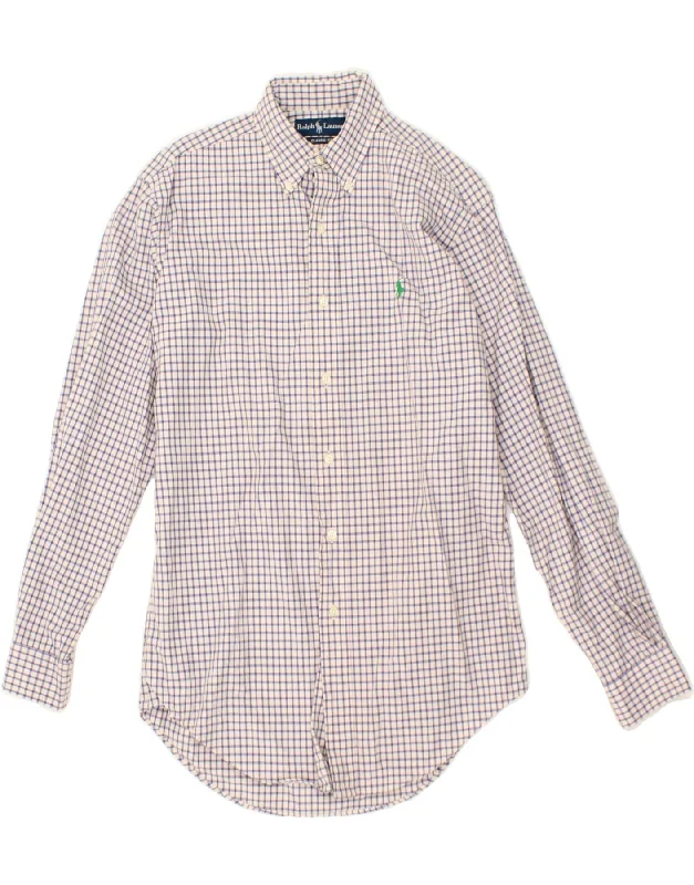 POLO RALPH LAUREN Mens Classic Fit Shirt Size 14 1/2 Small White Check-- Hooded Caped Shawl Collar POLO RALPH LAUREN Mens Classic Fit Shirt Size 14 1/2 Small White Check-- Hooded Caped Shawl Collar