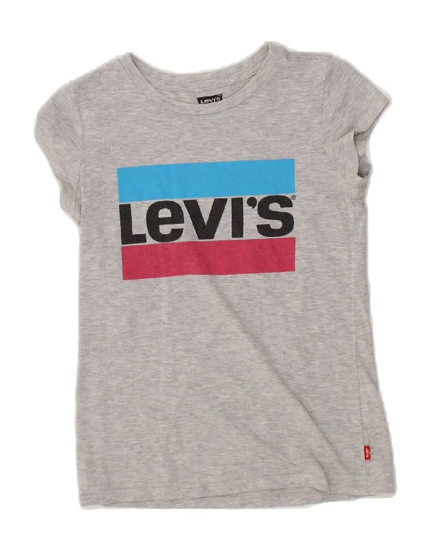 LEVI'S Girls Graphic T-Shirt Top 13-14 Years Grey-- V-Neck T-Shirt Long Sleeve Cotton LEVI'S Girls Graphic T-Shirt Top 13-14 Years Grey-- V-Neck T-Shirt Long Sleeve Cotton