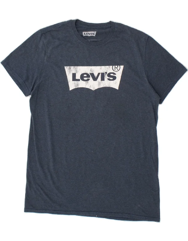LEVI'S Mens Graphic T-Shirt Top Medium Navy Blue Cotton-- Plaid T-Shirt Polka Dot Checkered LEVI'S Mens Graphic T-Shirt Top Medium Navy Blue Cotton-- Plaid T-Shirt Polka Dot Checkered