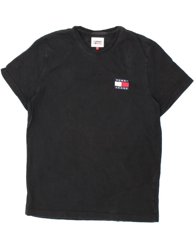 TOMMY HILFIGER Mens T-Shirt Top Large Black Cotton-- Chenille Brocade Lace