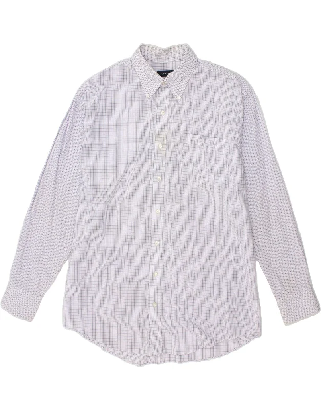 NAUTICA Mens Shirt Size 16 1/2 Large Blue Check Cotton-- Ribbed Striped Patterned