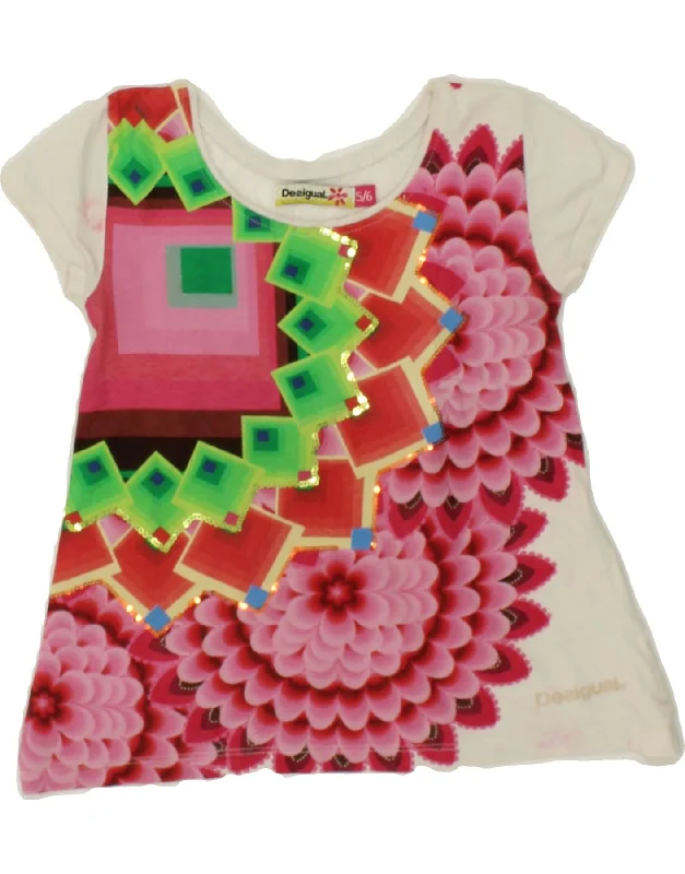 DESIGUAL Girls Graphic T-Shirt Top 5-6 Years White Geometric-- Elasticated Padded Insulated DESIGUAL Girls Graphic T-Shirt Top 5-6 Years White Geometric-- Elasticated Padded Insulated