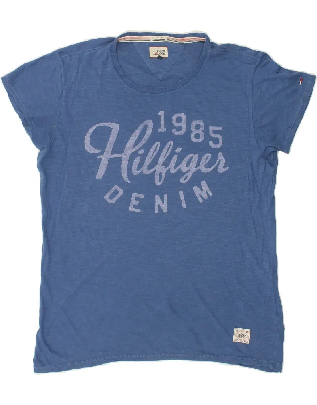 TOMMY HILFIGER Mens Graphic T-Shirt Top Medium Blue Cotton-- Jersey Fabric Tulle Fabric Batik Fabric TOMMY HILFIGER Mens Graphic T-Shirt Top Medium Blue Cotton-- Jersey Fabric Tulle Fabric Batik Fabric