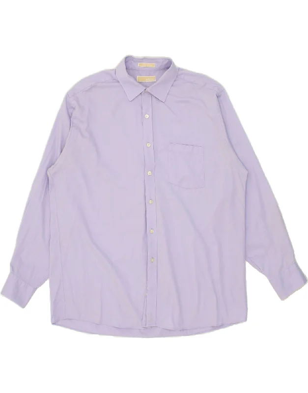 MICHAEL KORS Mens Shirt Size 17 1/2 XL Purple Cotton-- Print Jacquard Patchwork