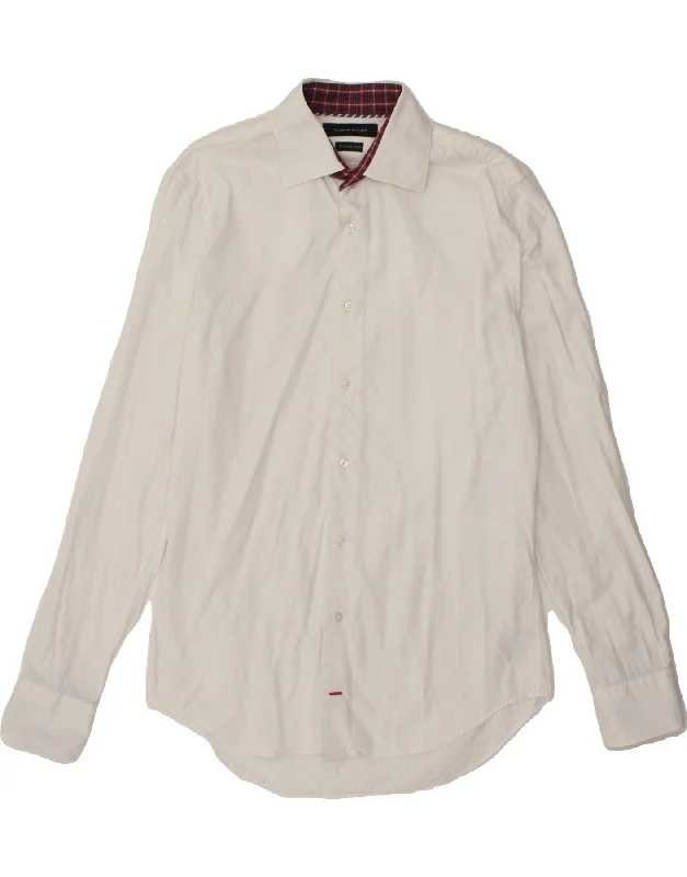 TOMMY HILFIGER Mens Shirt Medium White Cotton-- Satin Fabric Silk Fabric Chiffon Fabric TOMMY HILFIGER Mens Shirt Medium White Cotton-- Satin Fabric Silk Fabric Chiffon Fabric