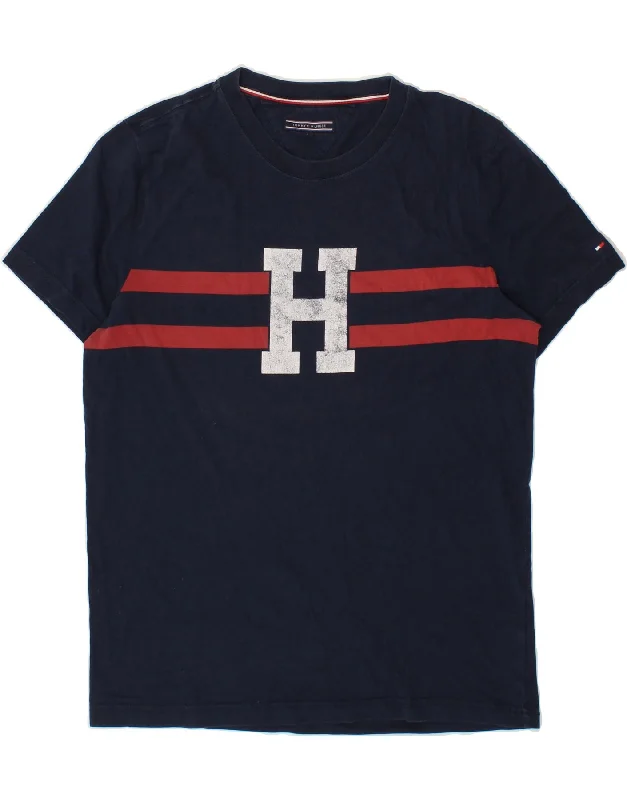 TOMMY HILFIGER Mens Graphic T-Shirt Top Large Navy Blue Striped Cotton-- Polka Dot Checkered Tartan TOMMY HILFIGER Mens Graphic T-Shirt Top Large Navy Blue Striped Cotton-- Polka Dot Checkered Tartan