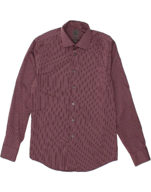 CALVIN KLEIN Mens Slim Fit Shirt Size 41 16 Large Burgundy Striped-- Jersey Fabric Tulle Fabric Batik Fabric CALVIN KLEIN Mens Slim Fit Shirt Size 41 16 Large Burgundy Striped-- Jersey Fabric Tulle Fabric Batik Fabric