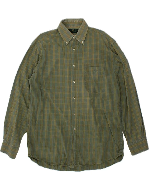 FRED PERRY Mens Shirt 2XL Green Check-- Rayon Fabric Velvet Fabric Corduroy Fabric