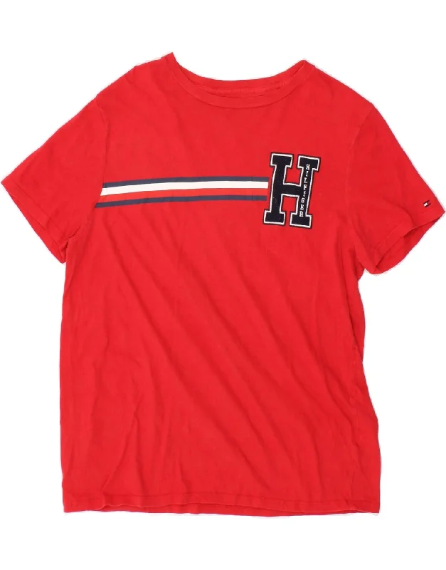 TOMMY HILFIGER Womens Graphic T-Shirt Top UK 14 Medium Red Cotton-- Houndstooth Herringbone Solid TOMMY HILFIGER Womens Graphic T-Shirt Top UK 14 Medium Red Cotton-- Houndstooth Herringbone Solid