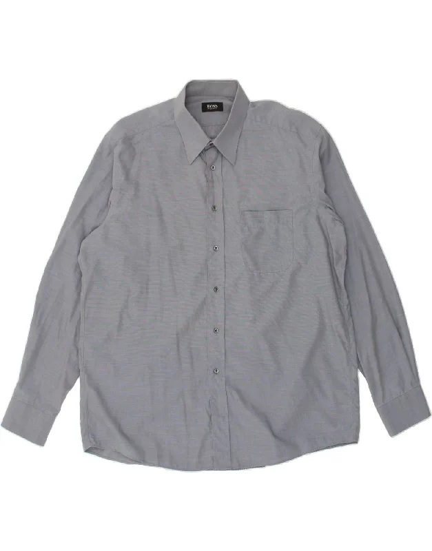 HUGO BOSS Mens Shirt Size 43 17 XL Blue Cotton-- Machine Wash Dry Clean Hand Wash