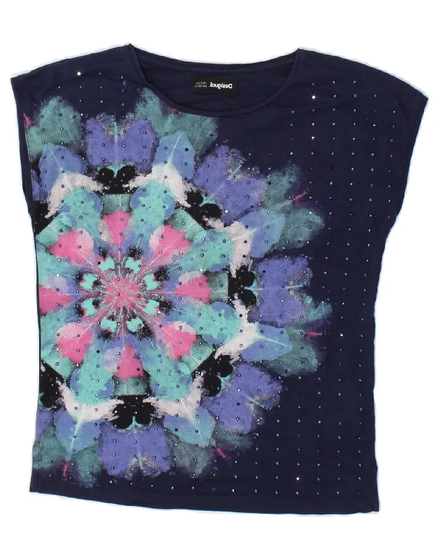 DESIGUAL Girls Graphic T-Shirt Top 9-10 Years Navy Blue Floral Cotton-- Thin T-Shirt Open Front Quick Dry DESIGUAL Girls Graphic T-Shirt Top 9-10 Years Navy Blue Floral Cotton-- Thin T-Shirt Open Front Quick Dry