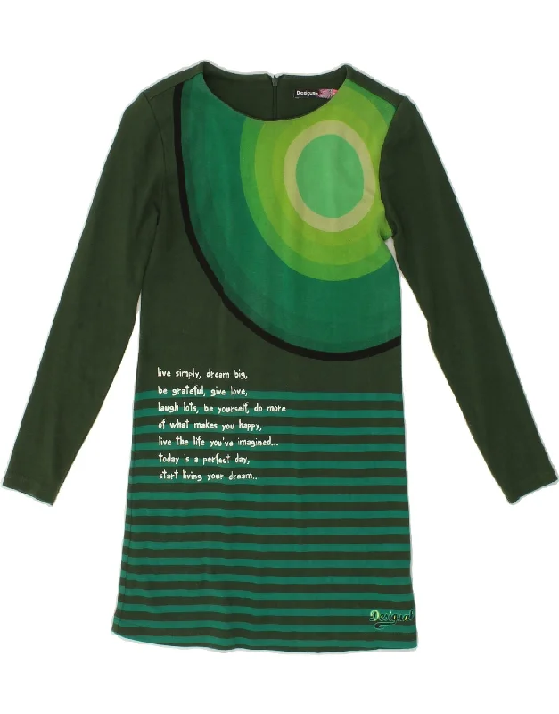 DESIGUAL Girls Graphic Long Sleeve T-Shirt Dress 9-10 Years Khaki-- Graphic Embroidered Appliqued DESIGUAL Girls Graphic Long Sleeve T-Shirt Dress 9-10 Years Khaki-- Graphic Embroidered Appliqued