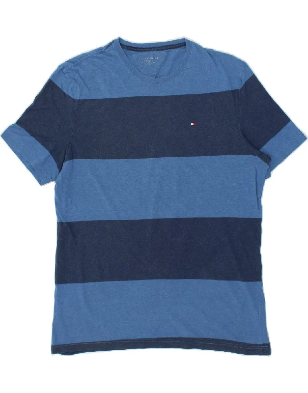TOMMY HILFIGER Mens T-Shirt Top XL Blue Striped Cotton-- Chenille Blend Fleece Blend Nylon Blend TOMMY HILFIGER Mens T-Shirt Top XL Blue Striped Cotton-- Chenille Blend Fleece Blend Nylon Blend