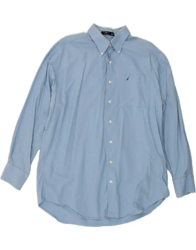 NAUTICA Mens Shirt Size 17 1/2 XL Blue Cotton-- Collared Crew Neck Turtle Neck