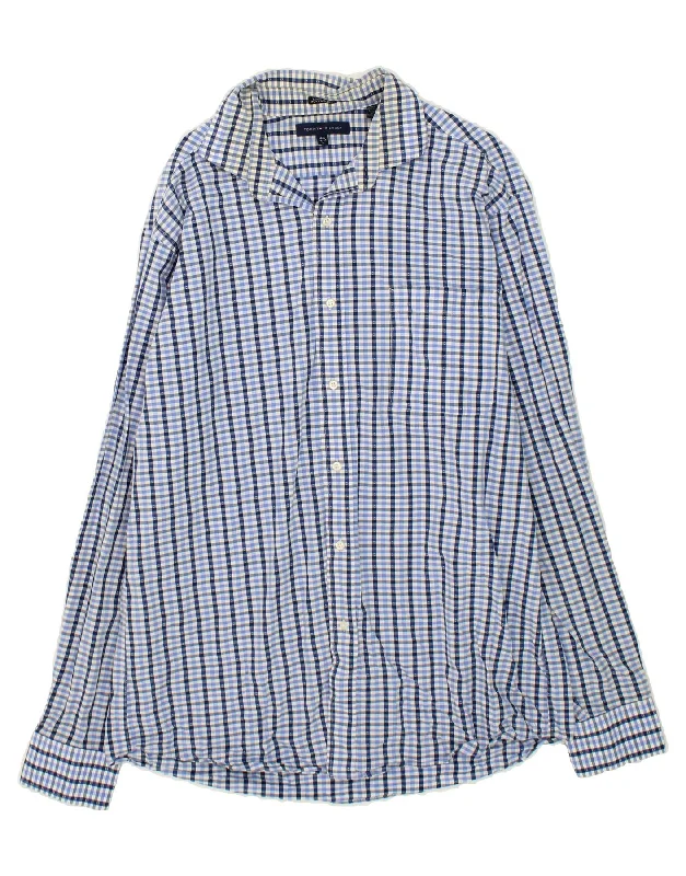 TOMMY HILFIGER Mens Regular Fit Shirt Size 16 1/2 Large Blue Check Cotton-- Anti-Shrink Durable Soft TOMMY HILFIGER Mens Regular Fit Shirt Size 16 1/2 Large Blue Check Cotton-- Anti-Shrink Durable Soft
