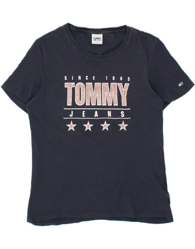 TOMMY HILFIGER Womens Oversized Graphic T-Shirt Top UK 10 Small Navy Blue-- Lace Blend Ribbed Blend Corduroy Blend TOMMY HILFIGER Womens Oversized Graphic T-Shirt Top UK 10 Small Navy Blue-- Lace Blend Ribbed Blend Corduroy Blend