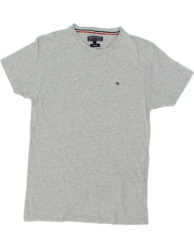 TOMMY HILFIGER Mens Classic Fit T-Shirt Top Small Grey Cotton-- Embroidered Appliqued Beaded TOMMY HILFIGER Mens Classic Fit T-Shirt Top Small Grey Cotton-- Embroidered Appliqued Beaded