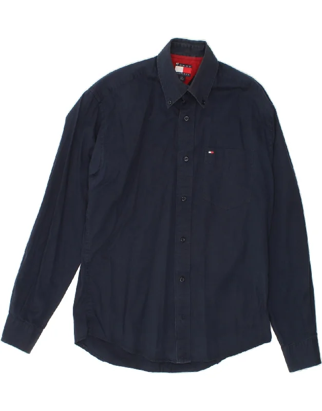 TOMMY HILFIGER Mens Shirt Small Navy Blue Cotton-- Satin Fabric Silk Fabric Chiffon Fabric TOMMY HILFIGER Mens Shirt Small Navy Blue Cotton-- Satin Fabric Silk Fabric Chiffon Fabric