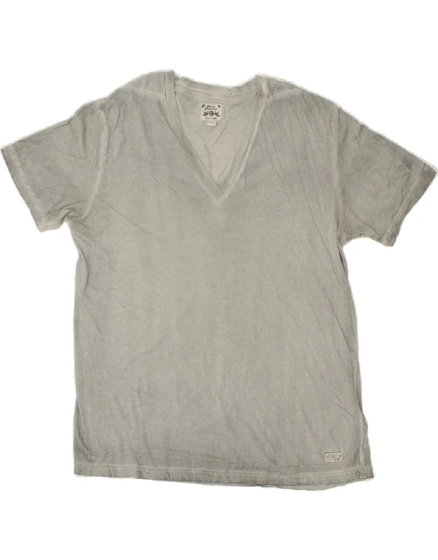 DIESEL Mens T-Shirt Top XL Grey Cotton-- Graphic T-Shirt Round Neck Polyester