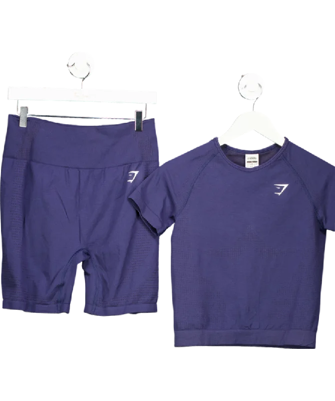 gymshark Blue Vital Seamless Shorts & Vital Seamless Tight T-shirt UK XL-- Lace Blend Ribbed Blend Corduroy Blend