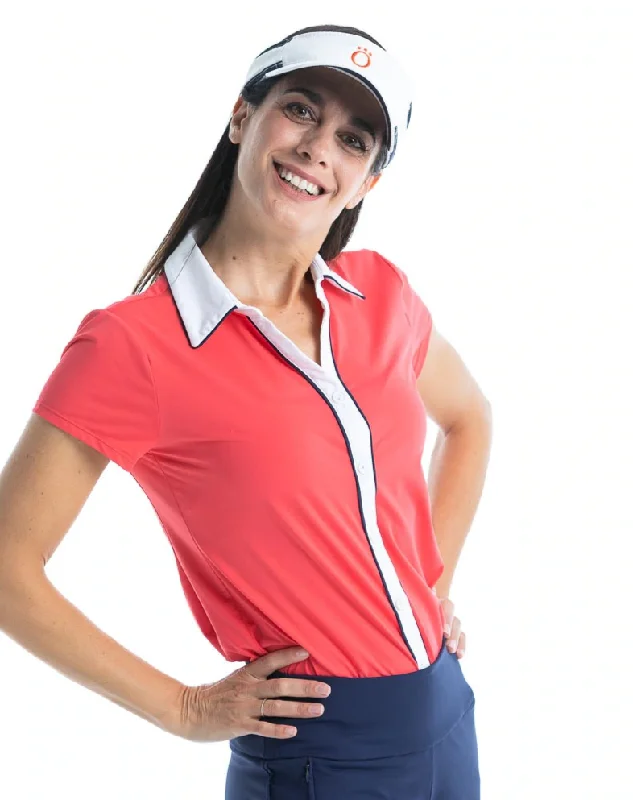 Kinona Women's UPF 50+ Class Act Shortsleeve Golf Shirt - Watermelon Red-- Elasticated Padded Insulated Kinona Women's UPF 50+ Class Act Shortsleeve Golf Shirt - Watermelon Red-- Elasticated Padded Insulated