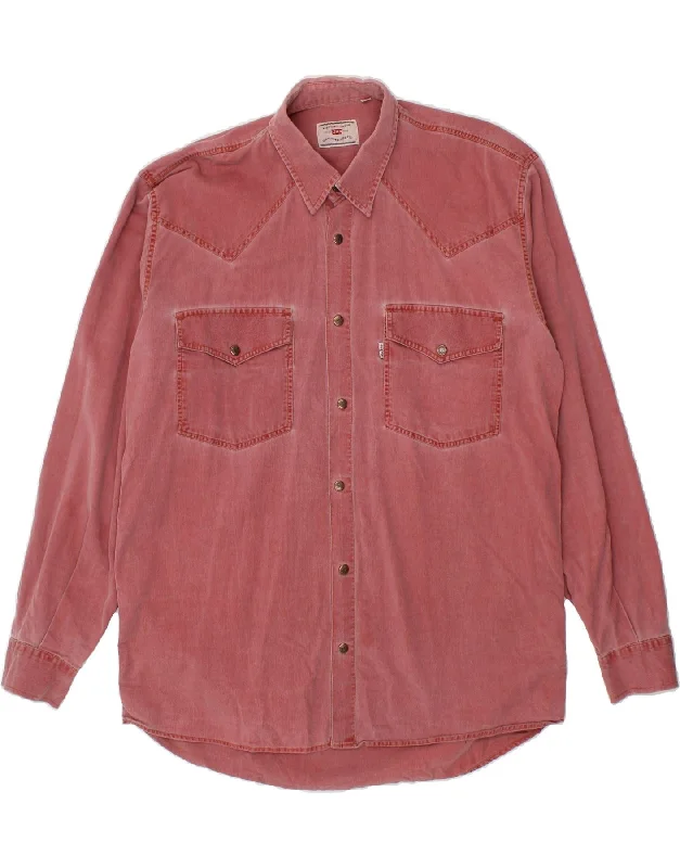 LEVI'S Mens Denim Shirt Large Maroon-- Lace Blend Ribbed Blend Corduroy Blend