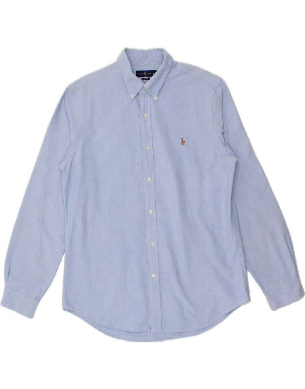 RALPH LAUREN Mens Slim Fit Shirt XL Blue Cotton-- Graphic T-Shirt Round Neck Polyester