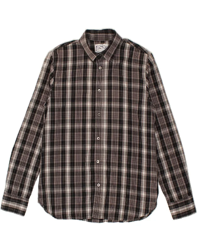 LEVI'S Mens Classic Fit Shirt Small Grey Check Cotton-- Zippered Front Buttoned Front Snap Front LEVI'S Mens Classic Fit Shirt Small Grey Check Cotton-- Zippered Front Buttoned Front Snap Front