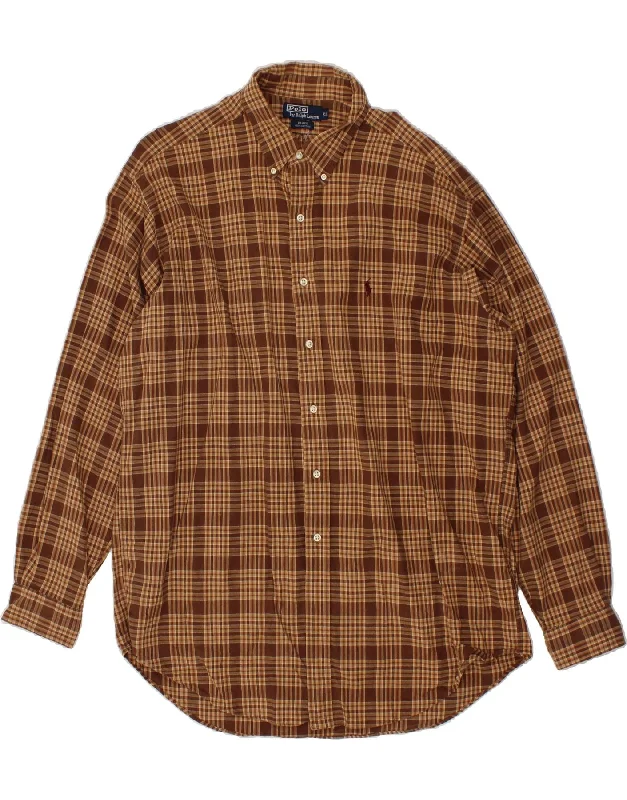 POLO RALPH LAUREN Mens Blake Loose Fit Shirt XL Brown Check Cotton-- Casual Formal Business POLO RALPH LAUREN Mens Blake Loose Fit Shirt XL Brown Check Cotton-- Casual Formal Business