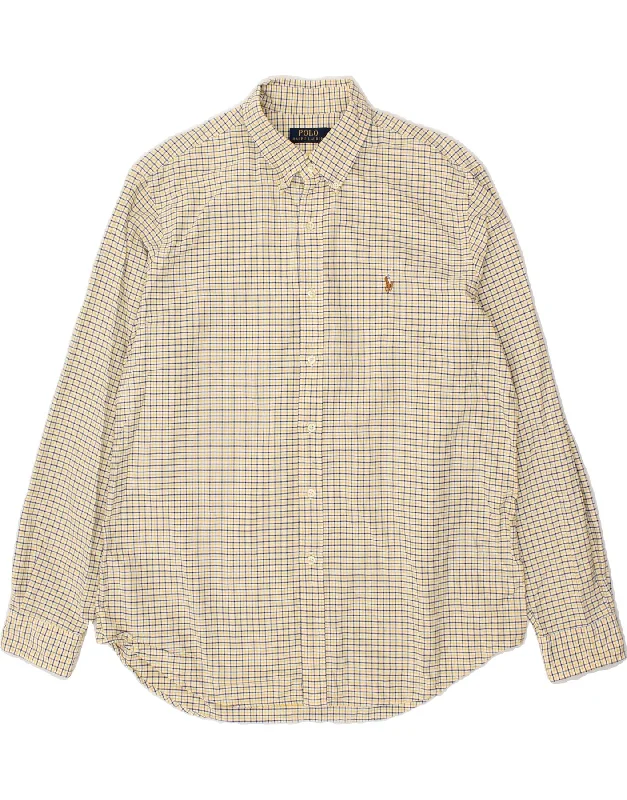 POLO RALPH LAUREN Mens Shirt XL Yellow Check-- Lace Blend Ribbed Blend Corduroy Blend POLO RALPH LAUREN Mens Shirt XL Yellow Check-- Lace Blend Ribbed Blend Corduroy Blend