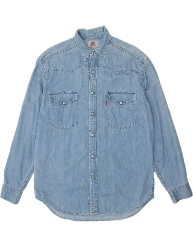 LEVI'S Mens Denim Shirt Large Blue Cotton-- Anti-Pilling Machine Wash Handmade