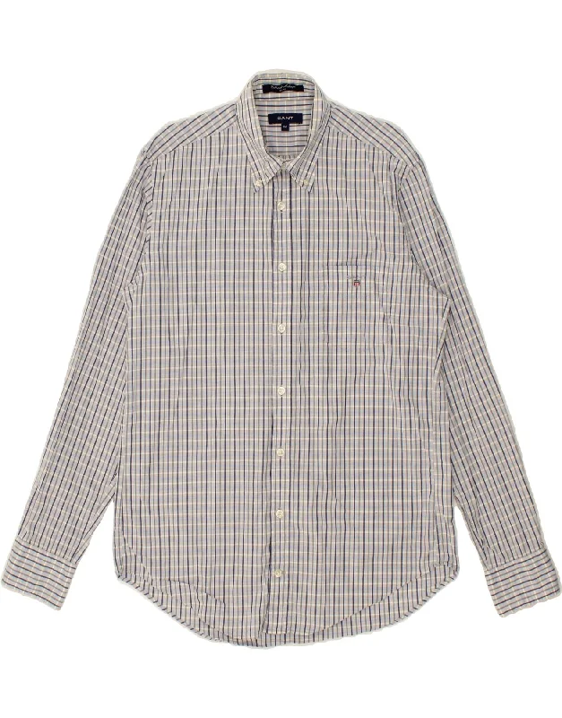 GANT Mens Shirt Medium Grey Check Cotton-- Chenille Blend Fleece Blend Nylon Blend