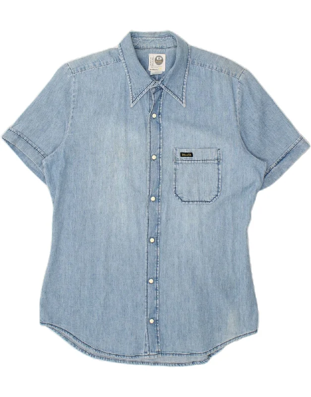 DIESEL Mens Short Sleeve Denim Shirt Medium Blue Cotton-- Front Pockets Side Pockets Patch Pockets DIESEL Mens Short Sleeve Denim Shirt Medium Blue Cotton-- Front Pockets Side Pockets Patch Pockets