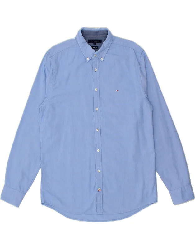 TOMMY HILFIGER Mens Regular Fit Shirt Large Blue Cotton-- Fitted T-Shirt Seamless Stretchy TOMMY HILFIGER Mens Regular Fit Shirt Large Blue Cotton-- Fitted T-Shirt Seamless Stretchy
