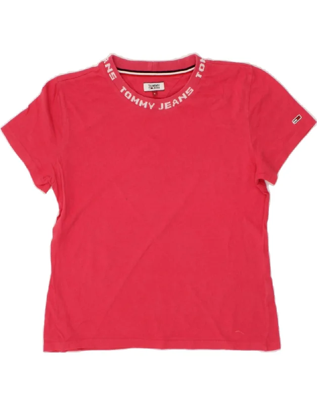 TOMMY HILFIGER Womens Graphic T-Shirt Top UK 16 Large Pink Cotton-- Front Pockets Side Pockets Patch Pockets TOMMY HILFIGER Womens Graphic T-Shirt Top UK 16 Large Pink Cotton-- Front Pockets Side Pockets Patch Pockets
